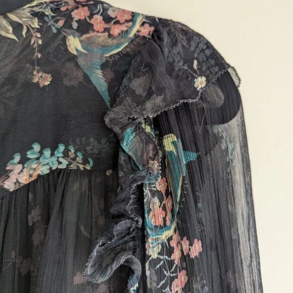 ALLSAINTS Lara Melisma Sheer Floral Print Blouse - Picture 12 of 15